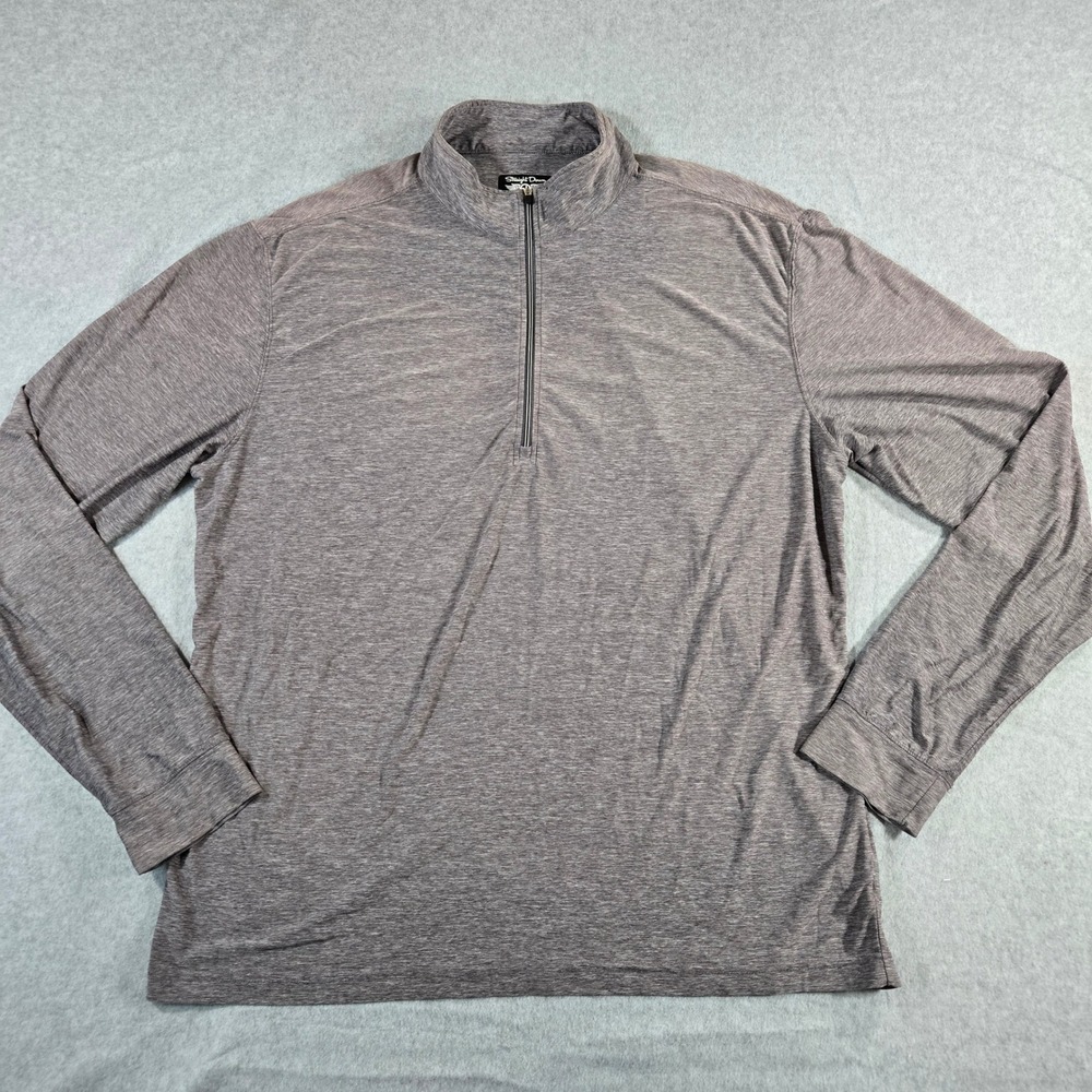 Straight Down Mens XL Gray Heather Quarter Zip Performance Golf Pullover Top